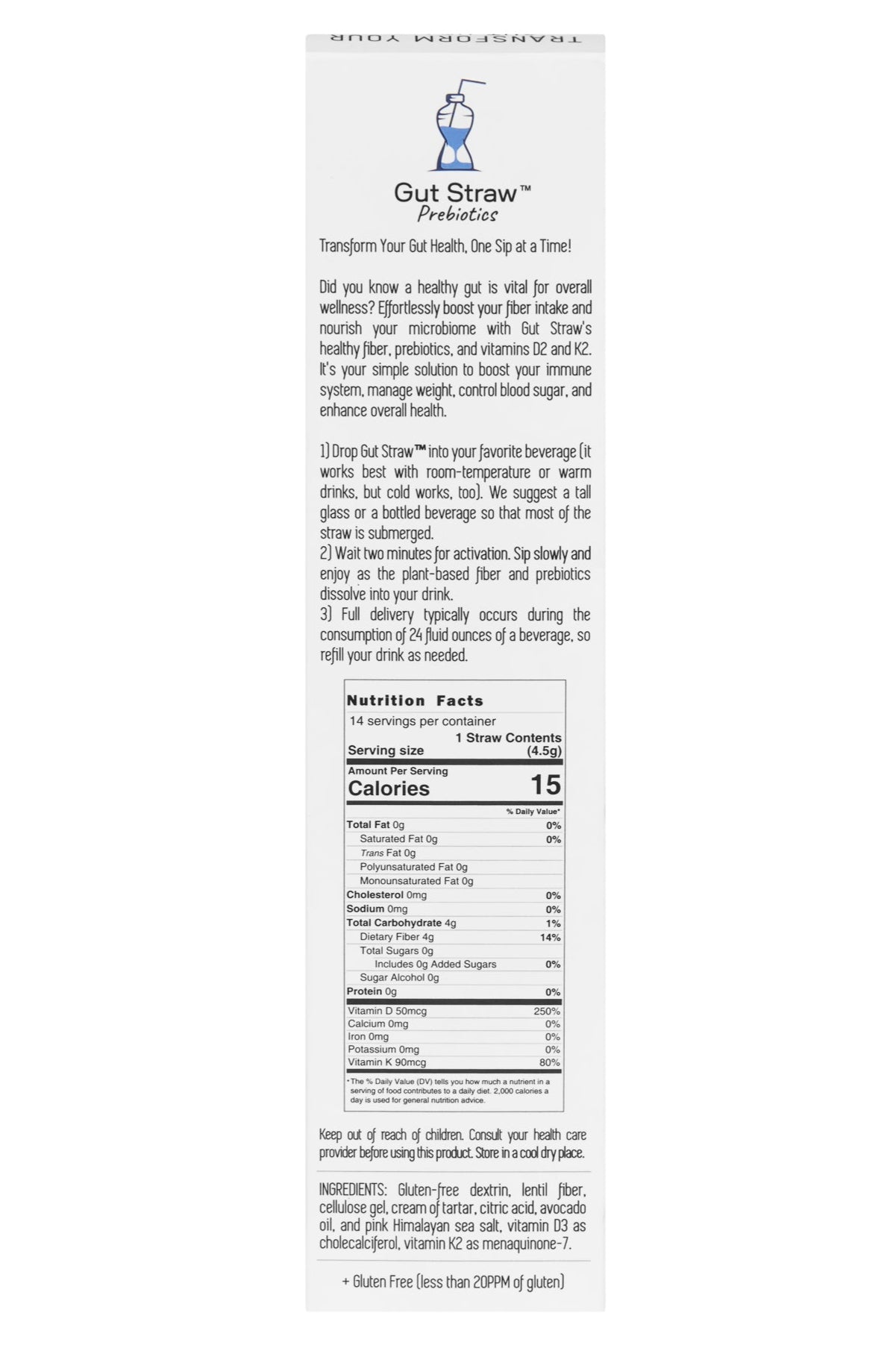Prebiotic Fiber and Vitamin D Drinking Straws for Gut Health